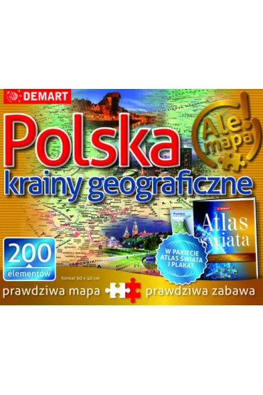 Atlas + Puzzle 200 el. Polska krainy geograficzne