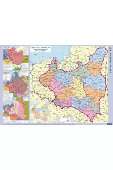 Mapa POLSKI - historyczna -  plansza edukacyjna na ścianę i biurko