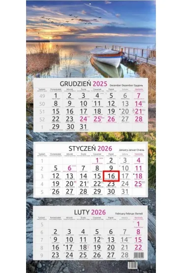 Kalendarz 2026 trójdzielny Jezioro
