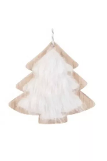 Ozdoba świąteczna drewniana z futerkiem mix wzorów BD8079