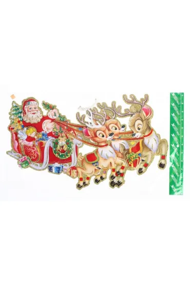 Dekoracja świąteczna papierowa Mikołaj z Reniferem