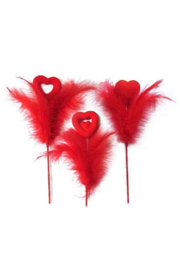 Serduszko z piórkami na patyku