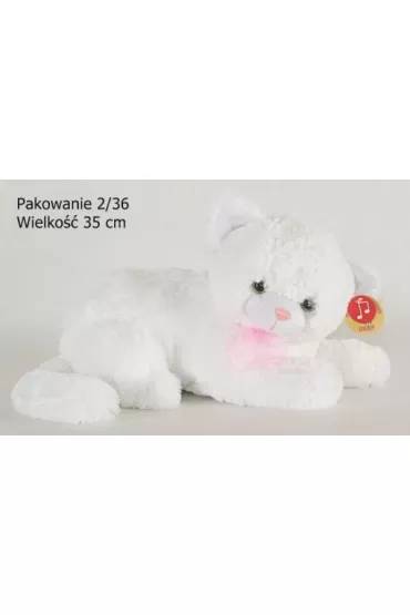 Pluszak 32 cm Kot z głosem leżący z kokardą DEEF 347