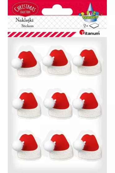 Naklejki papierowe 3D czapki Mikołaja