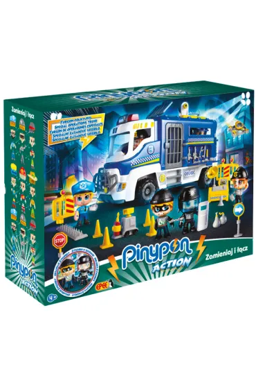 PinyPon Action. Zestaw Furgon policyjny z 2 figurkami 7 cm i akcesoriami