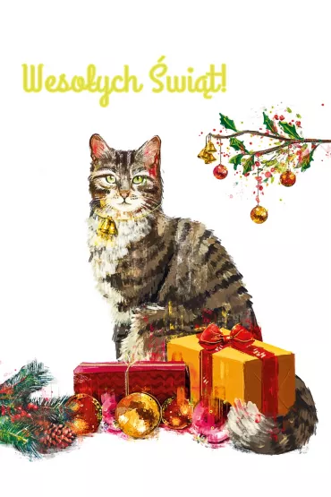 Kartka B6 Boże Narodzenie Kot
