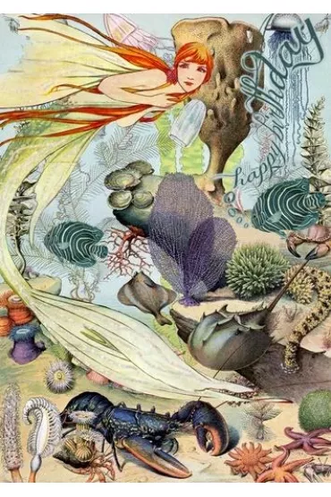 Karnet B6 brokat z kopertą Urodziny Morze