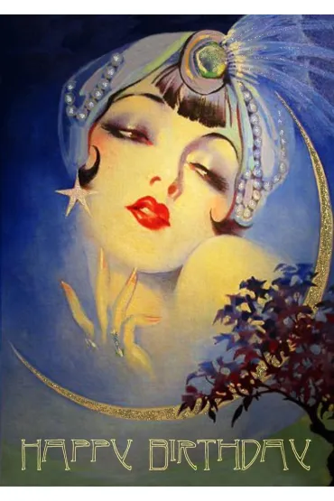 Karnet B6 brokat z kopertą Urodziny Dżin