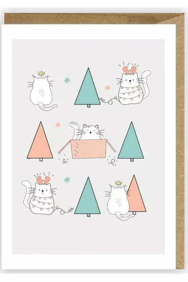 Kartka Boże Narodzenie Koty + eko koperta