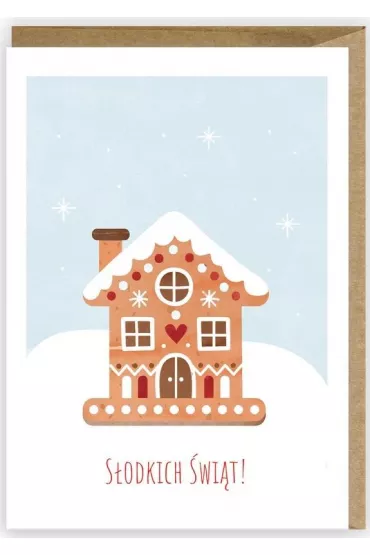 Kartka Boże Narodzenie Domek z piernika + eko koperta