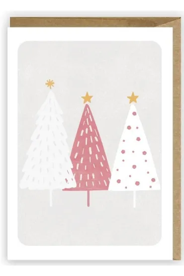 Kartka Boże Narodzenie Pastelowe choinki + eko koperta