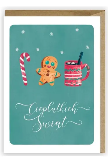 Kartka Boże Narodzenie Cieplutkich Świąt + eko koperta