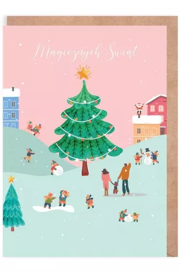 Kartka Boże Narodzenie Miasteczko + eko koperta