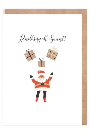 Kartka Boże Narodzenie Mikołaj z prezentami