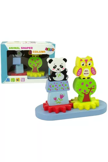 Drewniane zwierzątka sorter Sowa, panda, zębatki