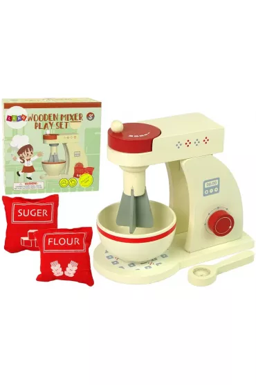 Drewniany robot kuchenny mikser z akcesoriami