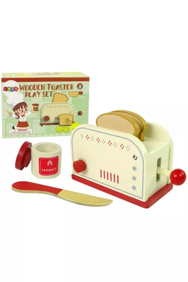 Drewniany toster z akcesoriami