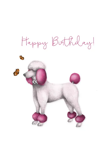 Karnet Swarovski kwadrat Urodziny pudel CL0307