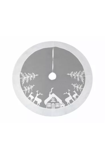 Mata pod choinkę renifery, srebrna 90cm