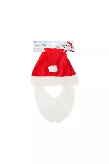 Czapka Mikołaja z brodą 29x36cm