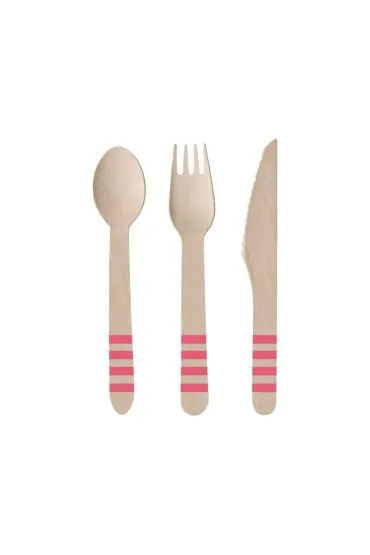 Sztućce Drewniane Flamingo Paradise 24 Sztuki