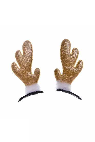 Brokatowe rogi renifera złote 2 szt