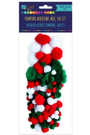 Pompony akrylowe świąteczny mix