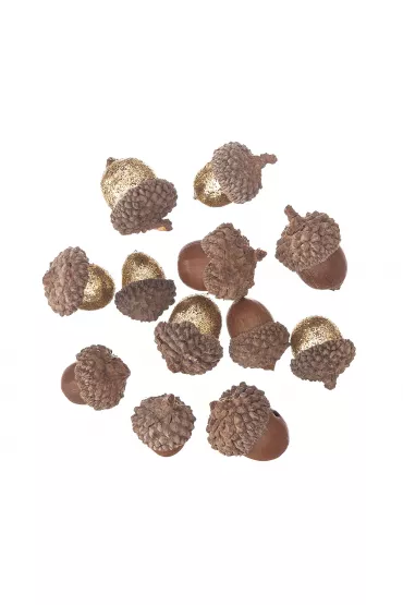 Żołędzie z brokatem naturalne