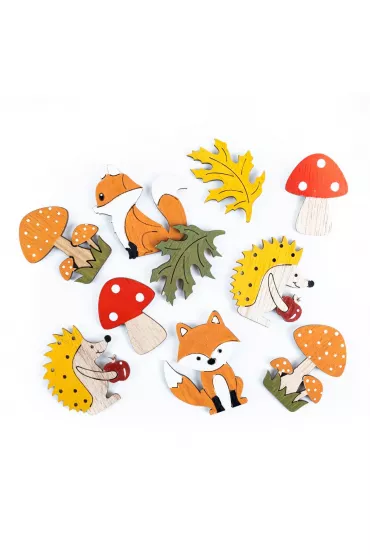 Leśne motywy samoprzylepne drewniane multikolor