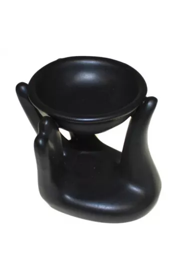 Kominek do aromaterapii Dłoń z miseczką, czarny