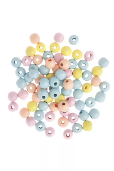 Koraliki drewniane kulki pastelowe