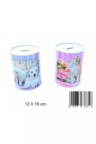 Skarbonka metalowa walec Kot