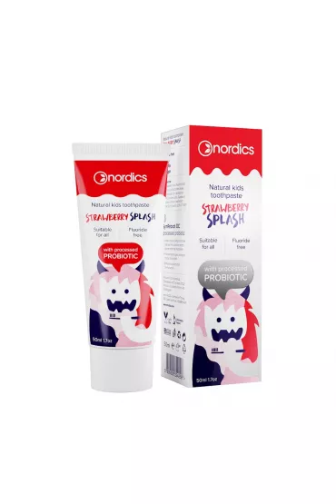 Pasta do zębów dla dzieci o smaku truskawki z probiotykami bez fluoru