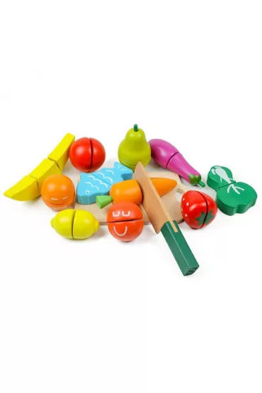 Drewniane owoce i warzywa - jedzenie do krojenia 13 szt.