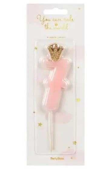 Świeczka urodzinowa 7 jasny różowy 9,5cm