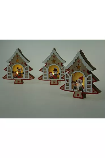 Ozdoba świąteczna drewniana ze światłem MIX