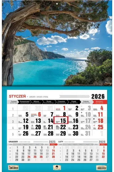 Kalendarz 2026 jednodzielny 3XL zatoka