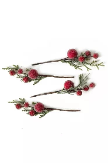 Szronione gałązki z jagodami