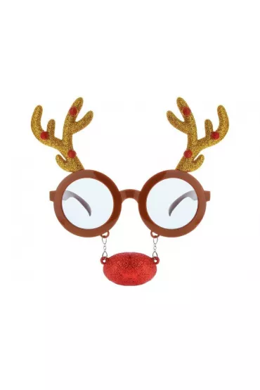Okulary Renifer z nosem i rogami