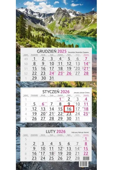 Kalendarz 2026 trójdzielny Ałtaj