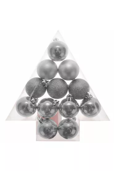 Bombki komplet w choince srebrny 12 szt