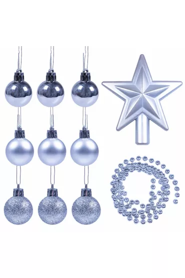 Bombki + gwiazda + łańcuch 11 el.