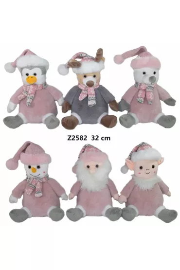 Zwierzątka świąteczne mix 32 cm Boże Narodzenie