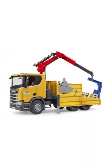 Scania Super 560R ciężarówka żółta z dźwigiem