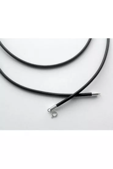 Rzemyk gruby-srebrne końcówki, 50 cm czarny