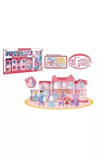 Domek dla lalek z figurkami i meblami światło