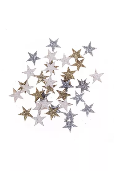 Drewniane brokatowe gwiazdki