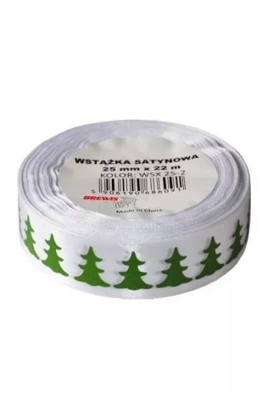 Wstążka satynowa z motywem świątecznym
