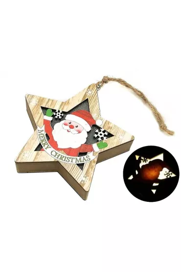 Zawieszka świąteczna drewniana ze światłem LED