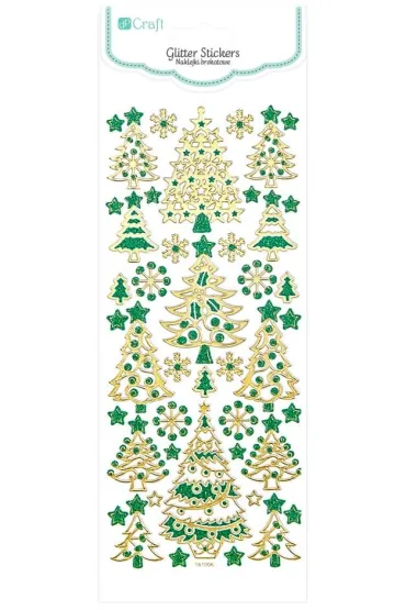 Naklejki brokatowe choinki gold&green